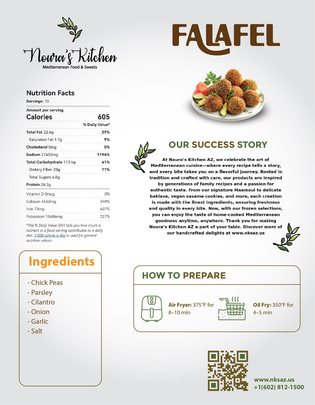 Noura's kitchen Frozen Falafel 50 pcs