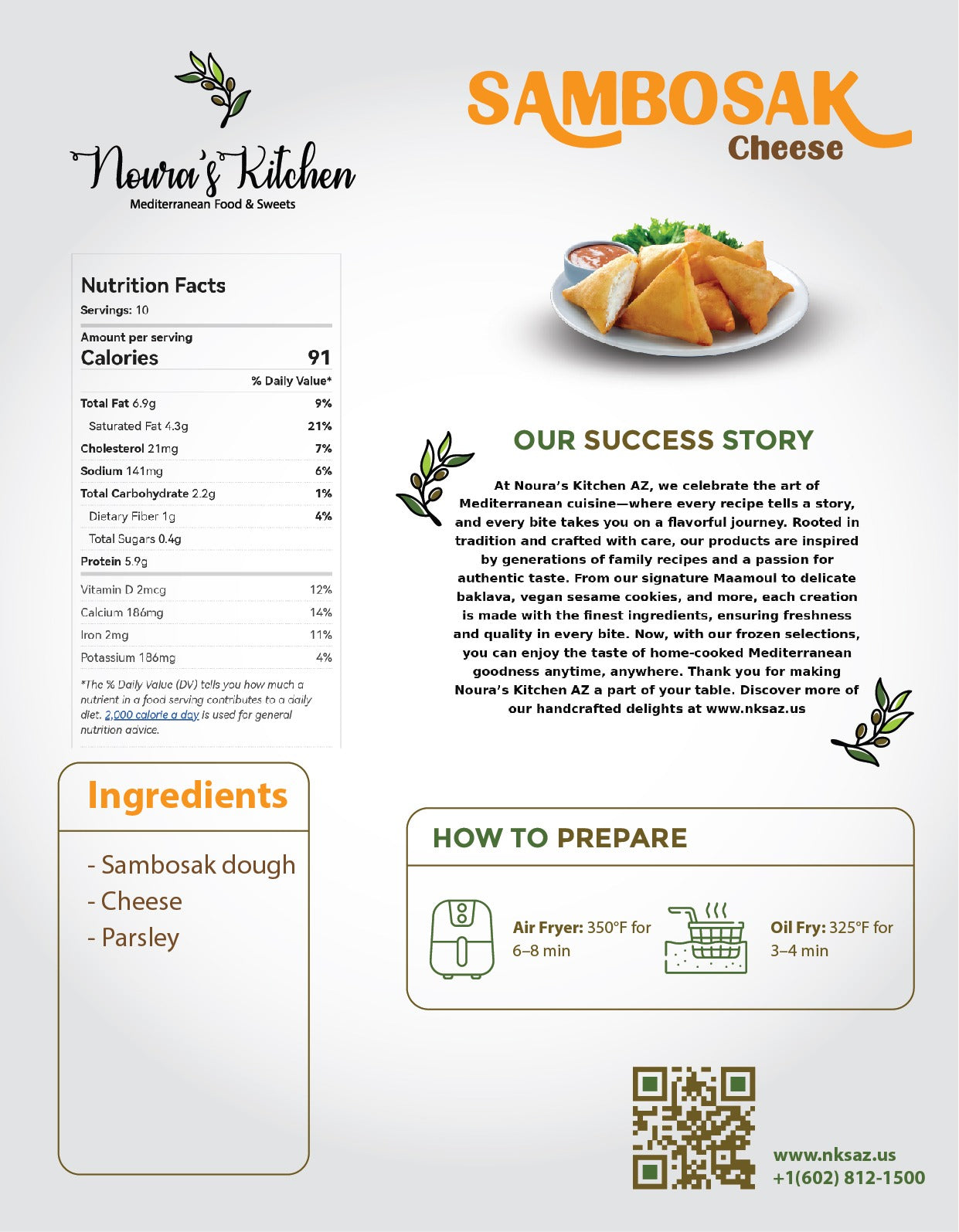 Noura's kitchen Frozen Sambosak cheese 24pcs