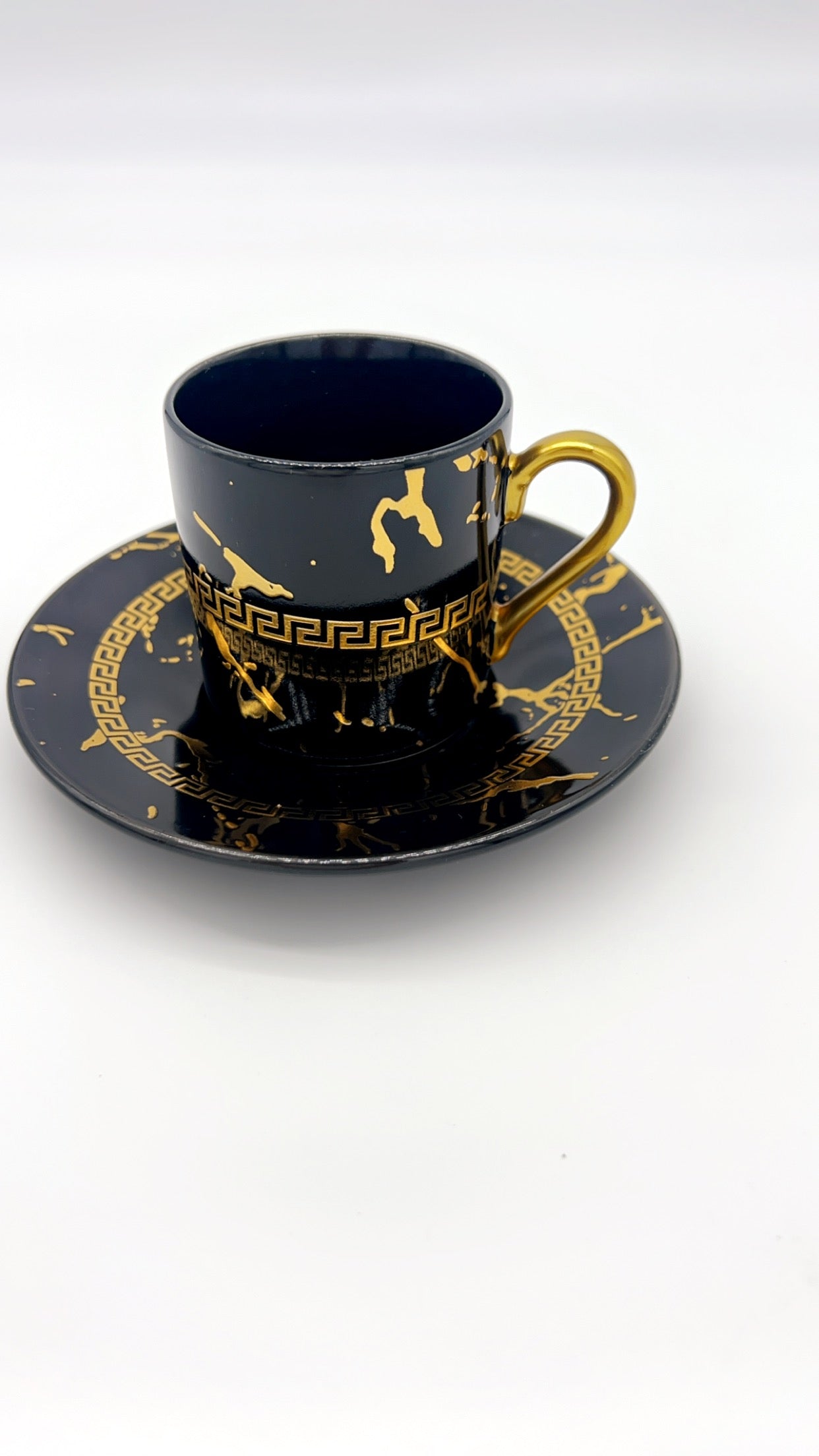 Noura's Kitchenware Stylish Black&Gold Coffee Cups 6pcs