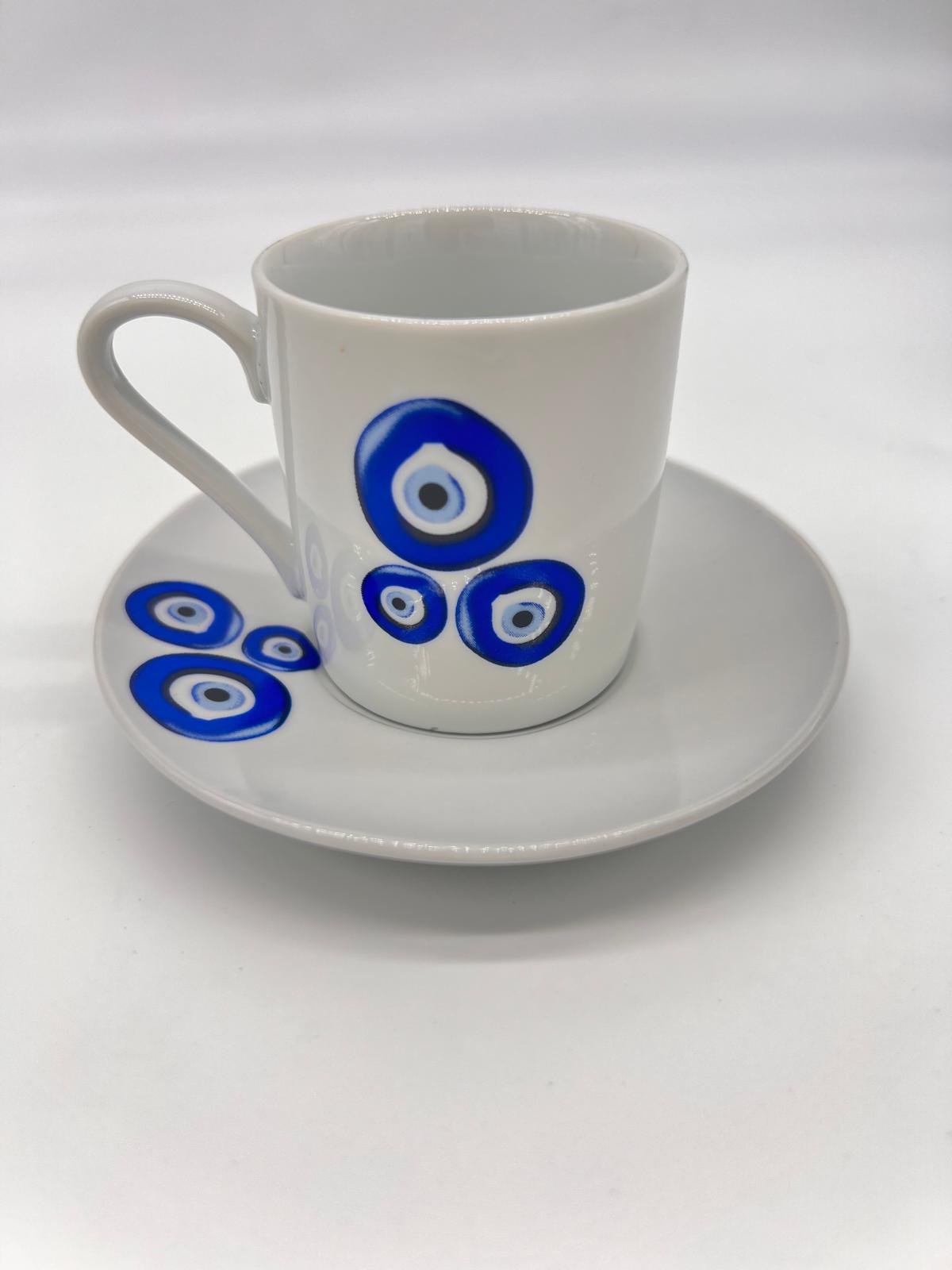 Noura's Kitchenware Stylish White&Blue Coffee Cups 6pcs