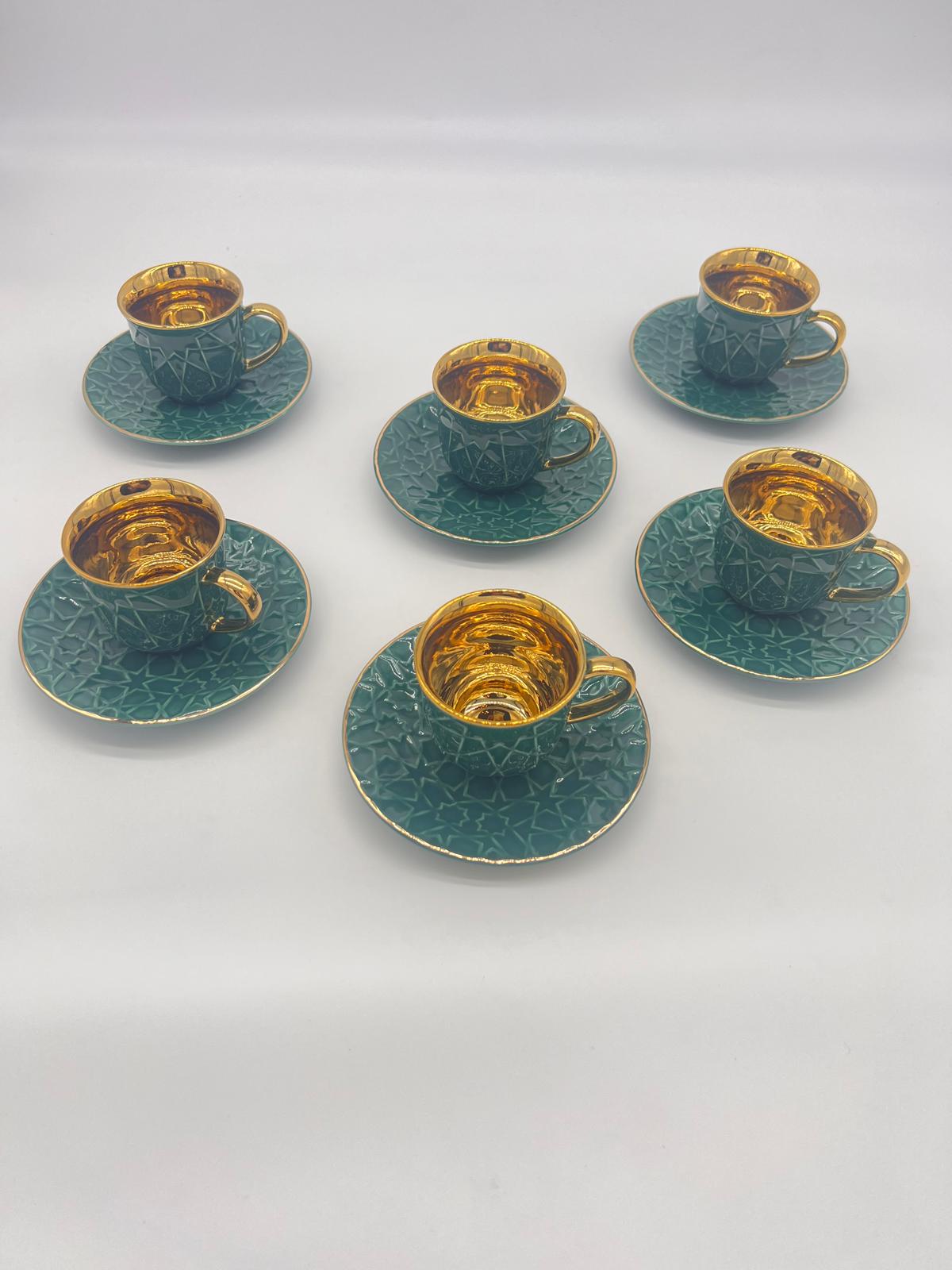 Noura's Kitchenware Stylish Blue&Gold Coffee set