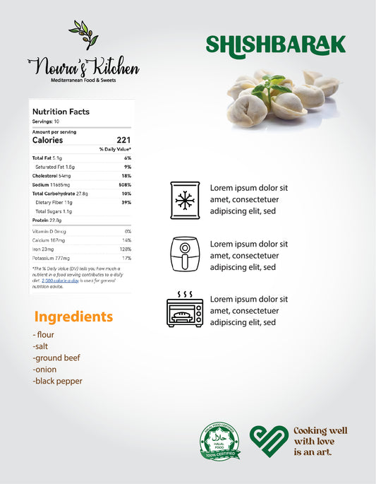 Noura’s Kitchen Frozen Shish Barak 50 pcs