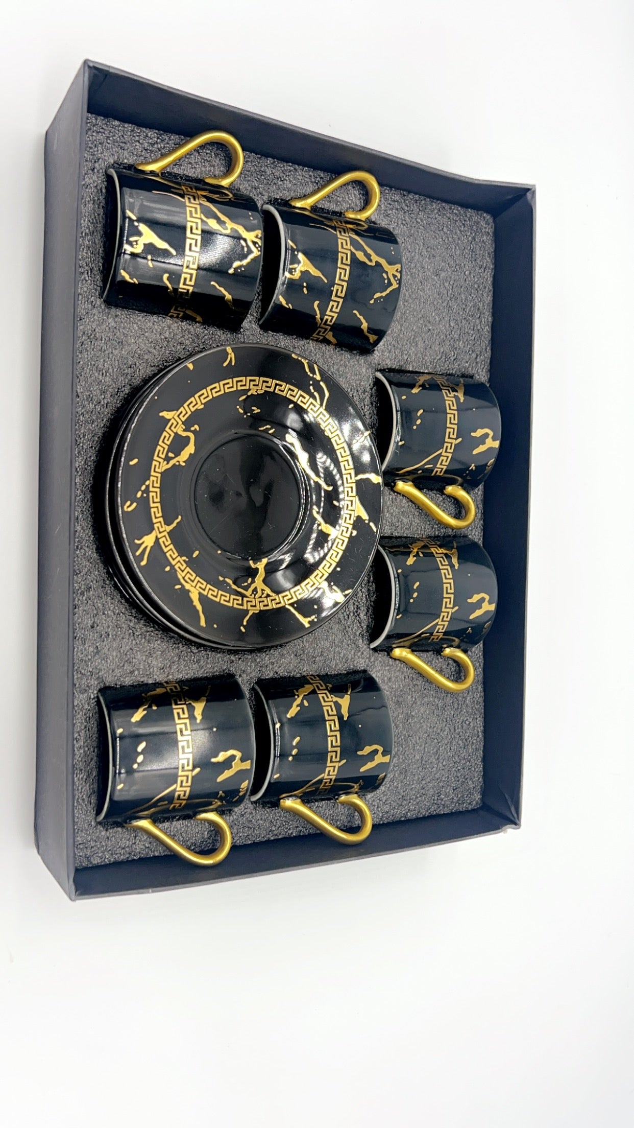 Noura's Kitchenware Stylish Black&Gold Coffee Cups 6pcs
