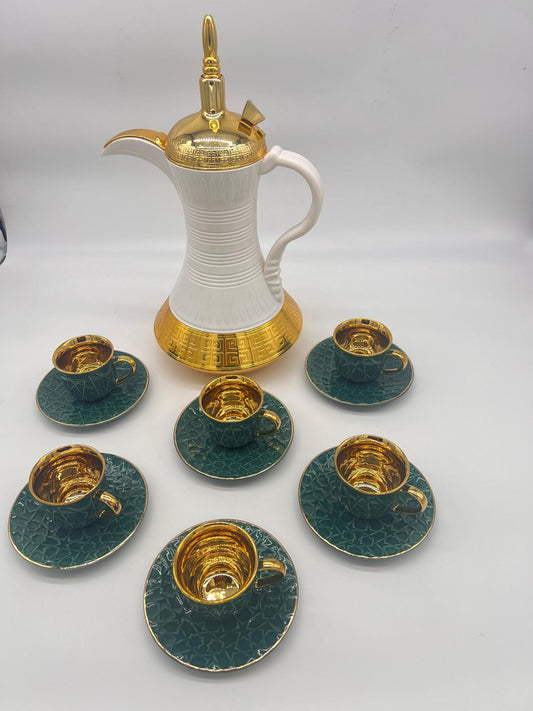 Noura's Kitchenware Stylish Blue&Gold Coffee set